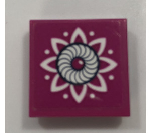 LEGO Tile 2 x 2 Inverted with flower with swirl middle Sticker (11203)