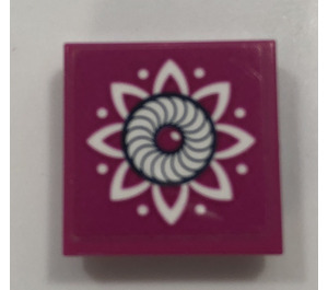 LEGO Flise 2 x 2 Inverteret med Blomst med swirl middle Klistermærke (11203)