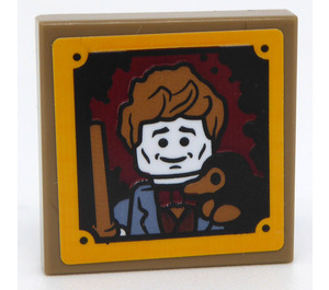 LEGO Tuile 2 x 2 Inversé avec Framed Photo of une Man Autocollant (11203)