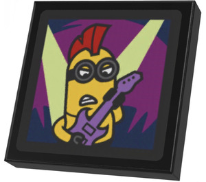 LEGO Tegel 2 x 2 Omgekeerd met Minion Playing Guitar Sticker