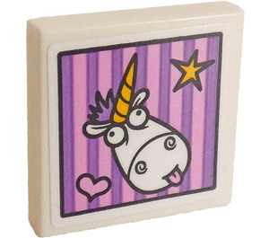 LEGO Tile 2 x 2 Inverted with White Cow, Heart and Yellow Star Sticker (11203)