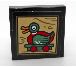 LEGO Tile 2 x 2 Inverted with Wooden Duck on Wheels Sticker (11203)