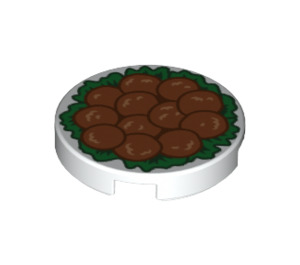 LEGO Tile 2 x 2 Round with 12 Chinese Lion's Head Meatballs on Green with Bottom Stud Holder (14769 / 49924)