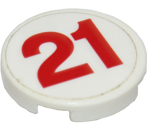 LEGO Tegel 2 x 2 Rond met "21" Sticker met noppenhouder aan de onderzijde (14769)