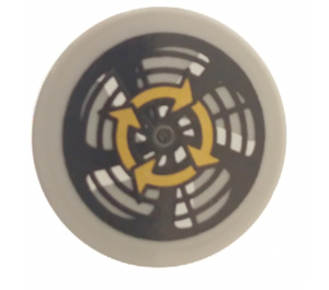 LEGO Tile 2 x 2 Round with 4 gold arrows and ventilation fan design Sticker with Bottom Stud Holder (14769)