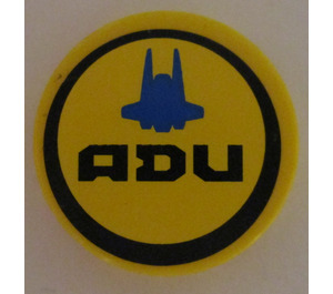 LEGO Tile 2 x 2 Round with ADU and Fighter Silhouette Sticker with "X" Bottom (4150)