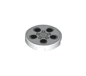 LEGO Tile 2 x 2 Round with Alloy Wheel with Black and Silver Circles with Bottom Stud Holder (87743 / 102476)