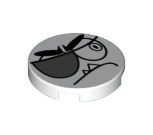 LEGO Tile 2 x 2 Round with Angry Face with One Sunglasses Lense with Bottom Stud Holder (14769 / 25795)