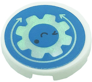LEGO Tile 2 x 2 Round with Arrows, Tooth Gear, Eyes and Smile Sticker with Bottom Stud Holder (14769)