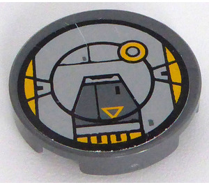LEGO Tile 2 x 2 Round with Black and Yellow Circles and 3 Yellow Pattern Sticker with Bottom Stud Holder (14769)