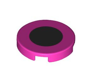 LEGO Tile 2 x 2 Round with Black Circle with Bottom Stud Holder (14769 / 79547)