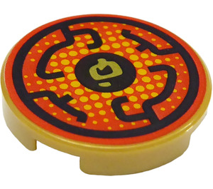 LEGO Tile 2 x 2 Round with Black Circular Lines and Asian Character with Bottom Stud Holder (14769 / 36593)