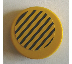 LEGO Tile 2 x 2 Round with Black Stripes on Yellow Background Sticker with "X" Bottom (4150)