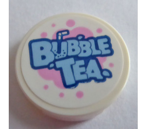 LEGO Tile 2 x 2 Round with Bright Light Blue 'BUBBLE TEA' Sticker with Bottom Stud Holder (14769)