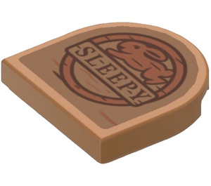 LEGO Tile 2 x 2 Round with Carved ‘SLEEPY’ and Rabbit Sticker (5520)