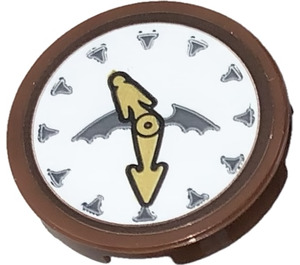 LEGO Tile 2 x 2 Round with Clock Face with Hands and Wings Sticker with Bottom Stud Holder (14769)