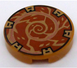 LEGO Tile 2 x 2 Round with Copper Spiral and Gold Electricity with Bottom Stud Holder (14769 / 74346)