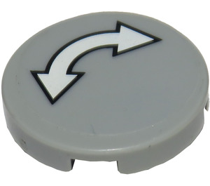 LEGO Tile 2 x 2 Round with Double white arrows with a black border Sticker with Bottom Stud Holder (14769)