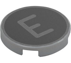 LEGO Tile 2 x 2 Round with 'E' Typewriter Key with Bottom Stud Holder (14769 / 79376)