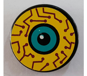 LEGO Tile 2 x 2 Round with Eye with Circuits Sticker with "X" Bottom (4150)