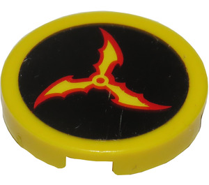 LEGO Tile 2 x 2 Round with Flame Bat Wings Sticker with "X" Bottom (4150)