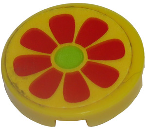 LEGO Tile 2 x 2 Round with Flower with Red Petals Sticker with Bottom Stud Holder (14769)