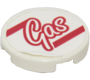 LEGO Tile 2 x 2 Round with 'Gas' Sticker with Bottom Stud Holder (14769)