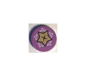 LEGO Tile 2 x 2 Round with gold star Sticker with Bottom Stud Holder (14769)