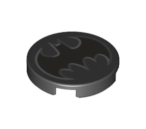 LEGO Plana 2 x 2 Circular con Gris Batman logo con sujeción de espiga inferior (14769 / 54958)