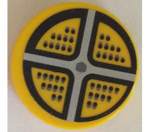 LEGO Tile 2 x 2 Round with Gray Cross and Black Points Sticker with "X" Bottom (4150)