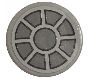 LEGO Tile 2 x 2 Round with Gray Wheel with Spokes Sticker with "X" Bottom (4150)
