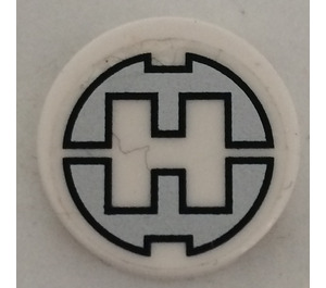 LEGO Tile 2 x 2 Round with Hero Factory ‘H’ Sticker with Bottom Stud Holder (14769)