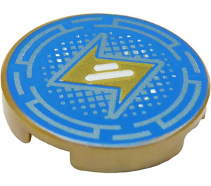 LEGO Tile 2 x 2 Round with Jay's Spinjitzu Icon with Bottom Stud Holder (14769 / 36648)