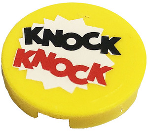 LEGO Tile 2 x 2 Round with 'KNOCK KNOCK' Sticker with Bottom Stud Holder (14769)