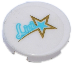 LEGO Tile 2 x 2 Round with Livi and Golden Star from Set 41105 Sticker with Bottom Stud Holder (14769)
