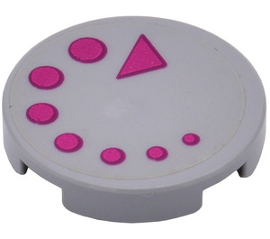 LEGO Tile 2 x 2 Round with Magenta Dotted Circular Arrow Sticker with Bottom Stud Holder (14769)