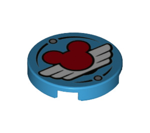 LEGO Tile 2 x 2 Round with Mickey Mouse Heart with Wings with Bottom Stud Holder (14769 / 78195)