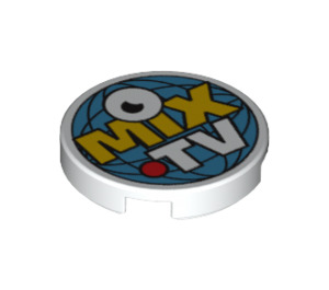 LEGO Tile 2 x 2 Round with "Mix TV" with Bottom Stud Holder (14769 / 26374)