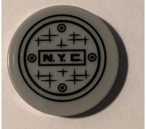 LEGO Tile 2 x 2 Round with 'N.Y.C.' Sticker with "X" Bottom (4150)