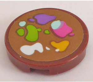 LEGO Tile 2 x 2 Round with Paint Stains Sticker with Bottom Stud Holder (14769)