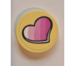 LEGO Tile 2 x 2 Round with Pink Heart Sticker with Bottom Stud Holder (14769)