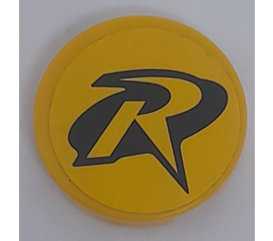 LEGO Tile 2 x 2 Round with "R" Robin Logo Sticker with "X" Bottom (4150)