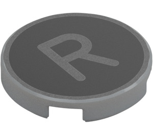 LEGO Tile 2 x 2 Round with 'R' Typewriter Key with Bottom Stud Holder (14769 / 79377)