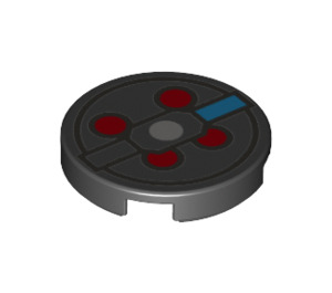 LEGO Tile 2 x 2 Round with Red Circles and Blue with Bottom Stud Holder (14769 / 39860)