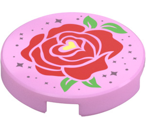 LEGO Tile 2 x 2 Round with Red Rose Flower with Bottom Stud Holder (14769 / 101823)