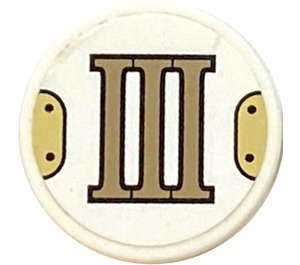 LEGO Tile 2 x 2 Round with Roman Number 'III' Sticker with Bottom Stud Holder (14769)