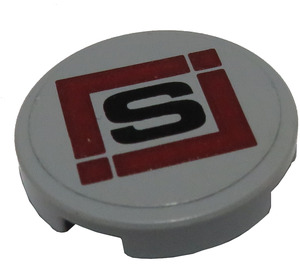 LEGO Tile 2 x 2 Round with S in a square Sticker with Bottom Stud Holder (14769)
