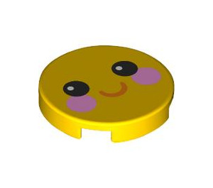 LEGO Tile 2 x 2 Round with Smiling Face with Pink Cheeks with Bottom Stud Holder (14769 / 104559)