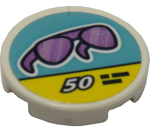 LEGO Tile 2 x 2 Round with Sunglasses price sign Sticker with Bottom Stud Holder (14769)