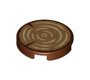 LEGO Tile 2 x 2 Round with Tree Trunk Wood Grain Pattern with Bottom Stud Holder (14769 / 32647)